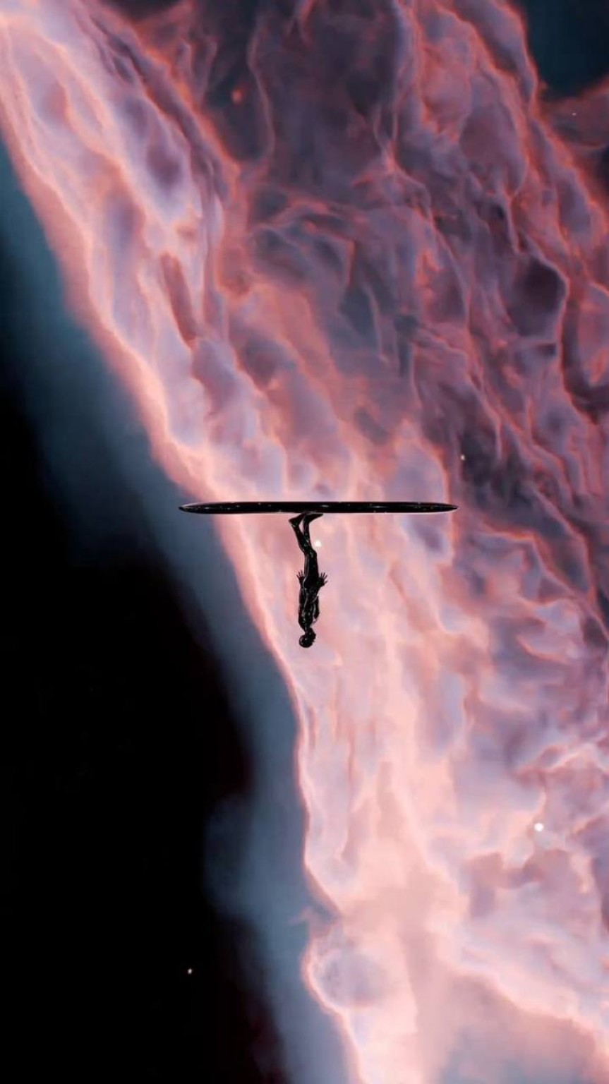 Silver Surfer passing a cosmic planet