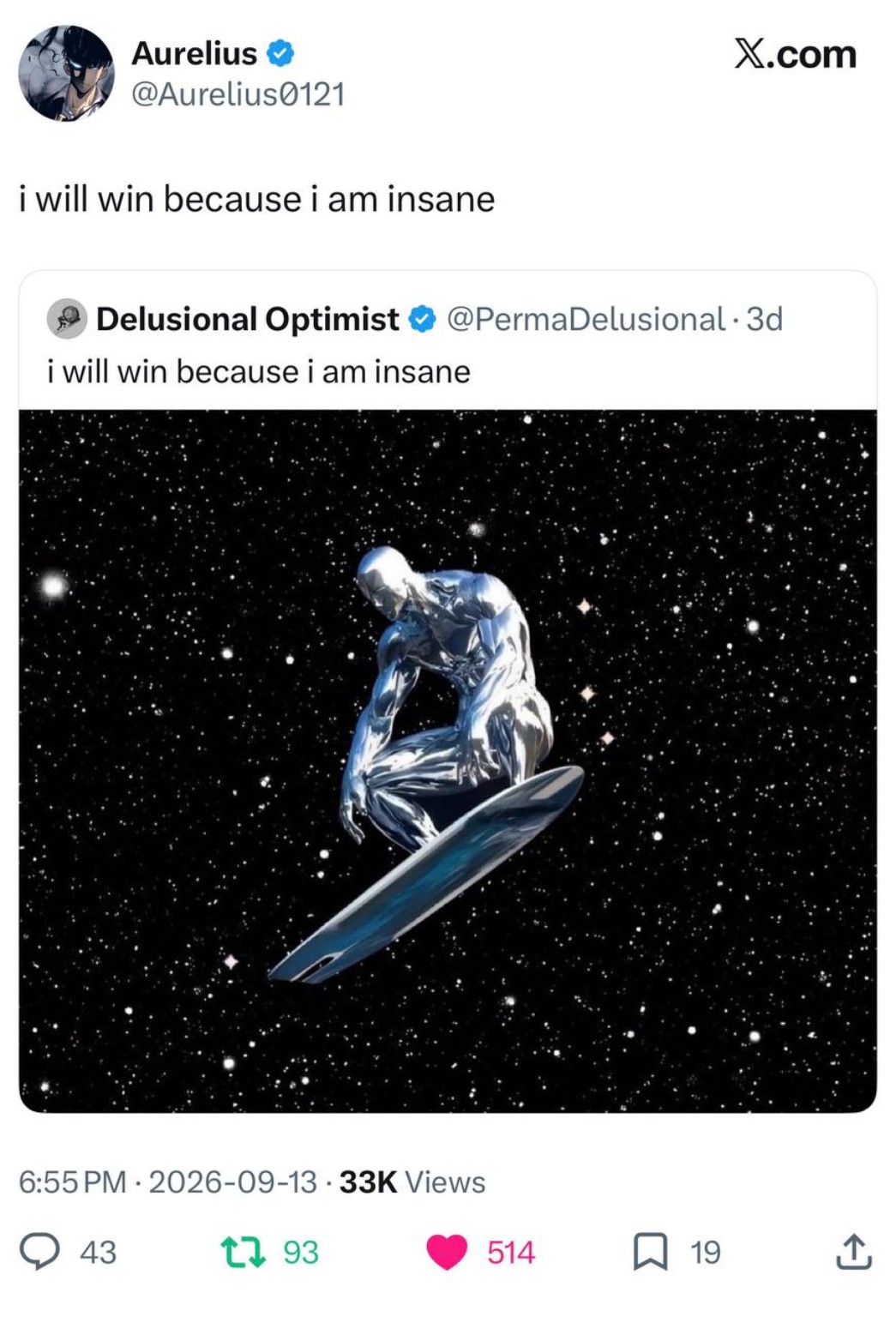 Social post featuring Silver Surfer artwork