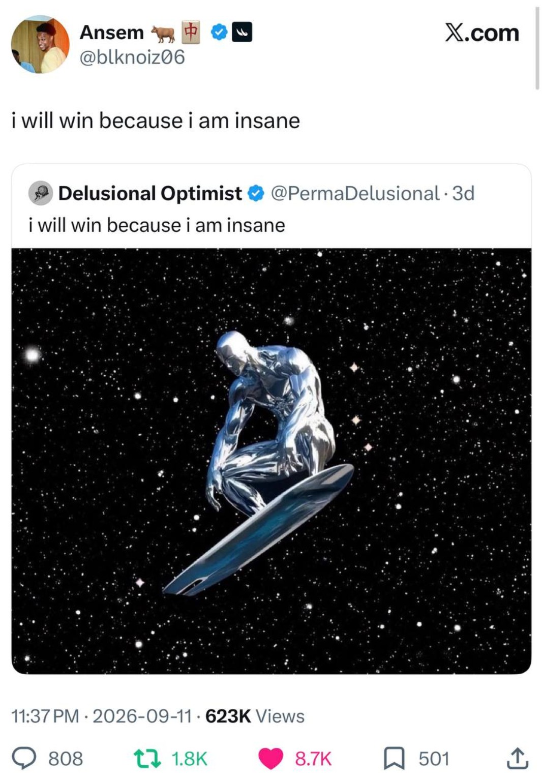 Social post featuring Silver Surfer artwork