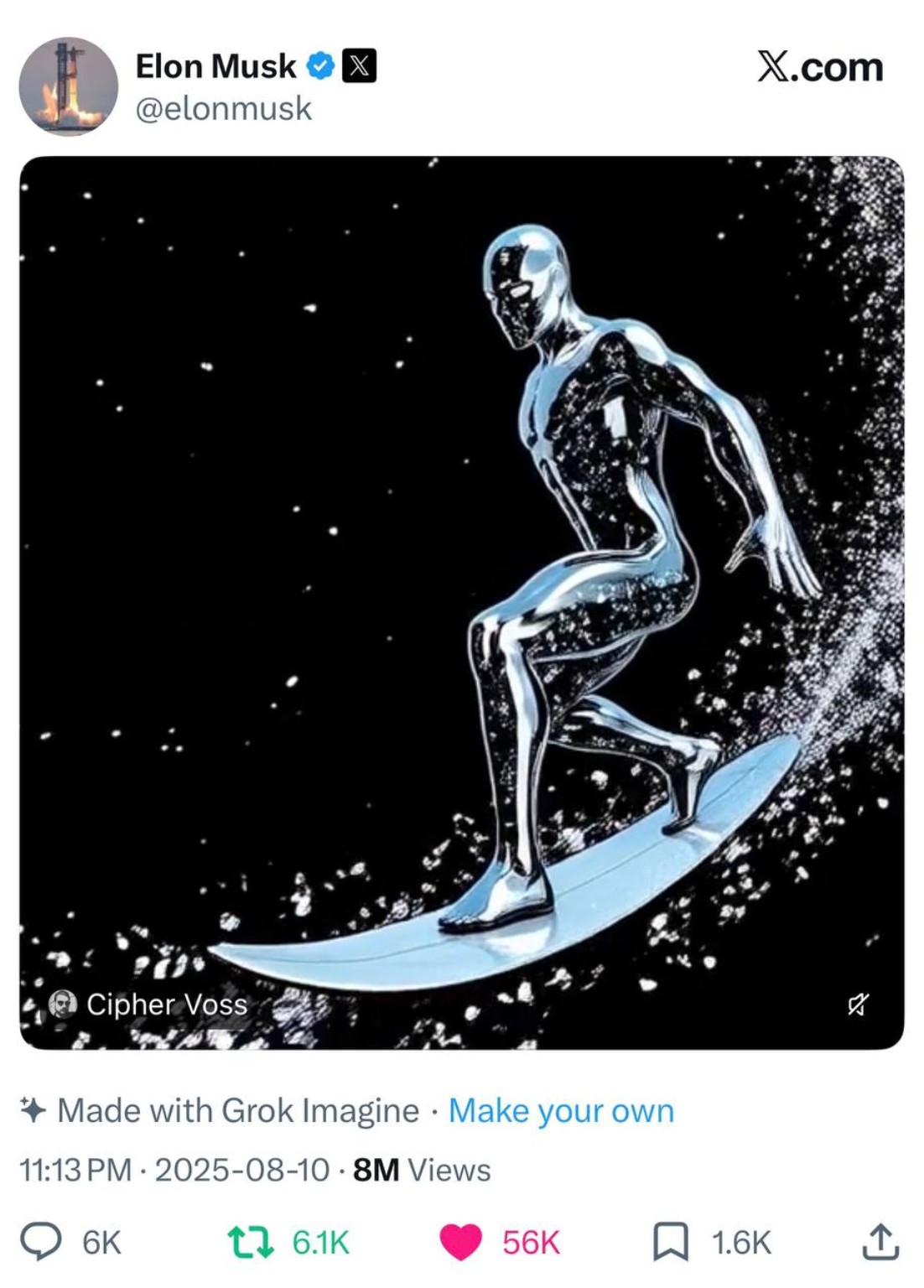 Social post featuring Silver Surfer artwork